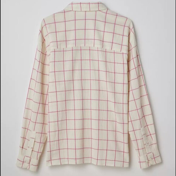 NWT Urban Outfitters Men's Button-Down Cream Windowpane Casual Shirt Caden Large - Picture 2 of 8